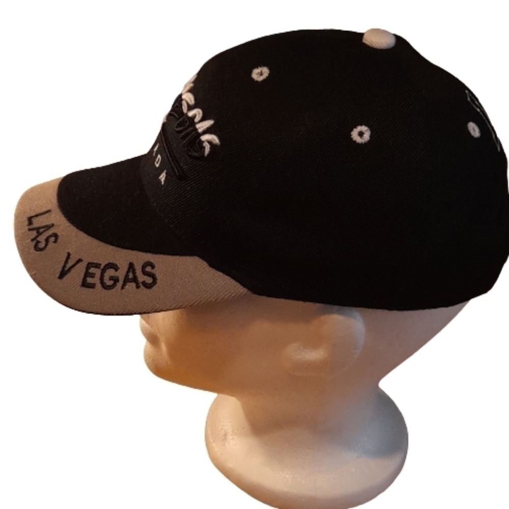 Las Vegas Baseball Cap Black Gray Hat Adjustable Embroidered  Adult  Hook & Loop